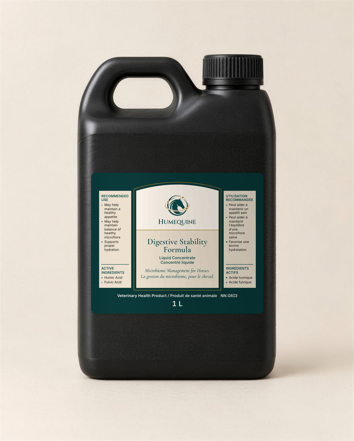 Humequine Digestive Stability Formula, 1 L bottle.
